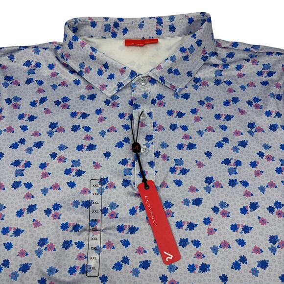 Redvanly Other - Redvanly Mens 2XL Blue Lavender Floral Short Sleeve Golf Leone Polo Shirt